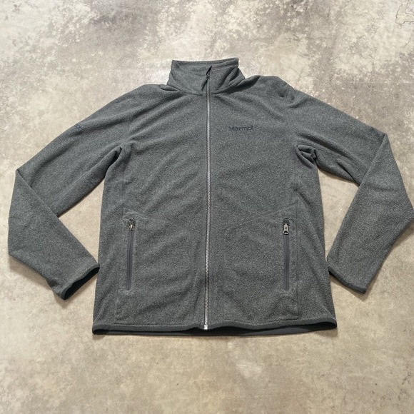 Marmot‎ Fleece Jacket Mens Size Large Gray Zippered Outdoor Zip Pockets - Picture 1 of 15